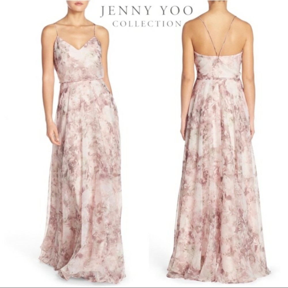 Jenny Yoo Inesse Print Chiffon Braidsmaid Dress - Small Tear at hem